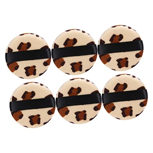 SHERCHPRY 6Pcs Leopard Pattern Makeup Puff Facial Powder Puff for Loose Powder Cosmetic Application Washable Lightweight Compact for
