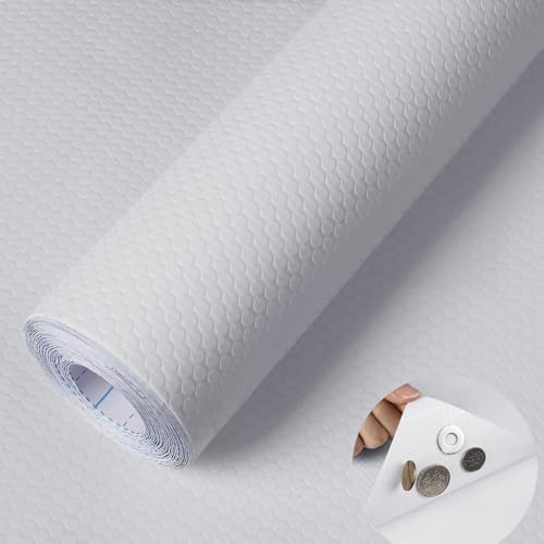 Image of WochiTV Adhesive Shelf Liner 11.8 X 240 Inches Peel and Stick Kitchen Liner for Cabinets, Drawers Removable Protector Mat Waterproof Contact Covering for Dresser Pantry Countertops Shelves, White