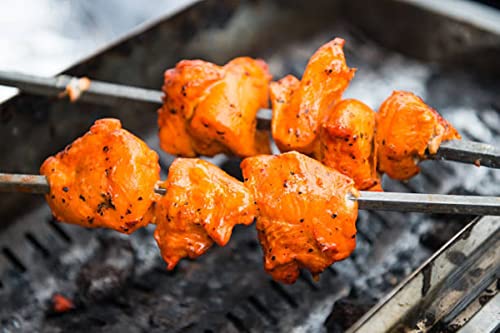 Image of SAFONEX bbeque Stick Long Steel Rods with Wooden Handle for Easy Making Chicken Tandoor, Paneer Tikkas, Seekh Kabab Etc. (6)