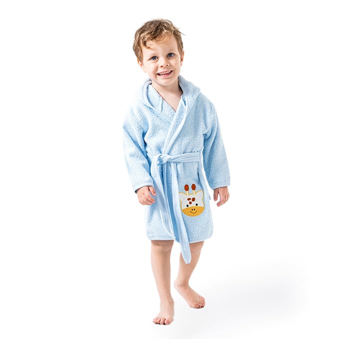 Baby Bademantel mit süßem Giraffenmotiv – Kapuzenbademantel aus 100% Baumwolle – Weich, saugfähig & hautfreundlich – Für Neugeborene und Kleinkinder