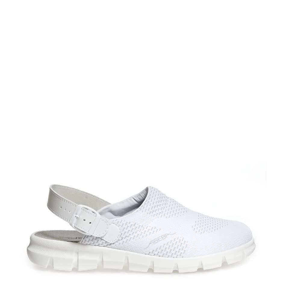 Abeba Clog 7329 – Dynamic dzianina tekstylna biała