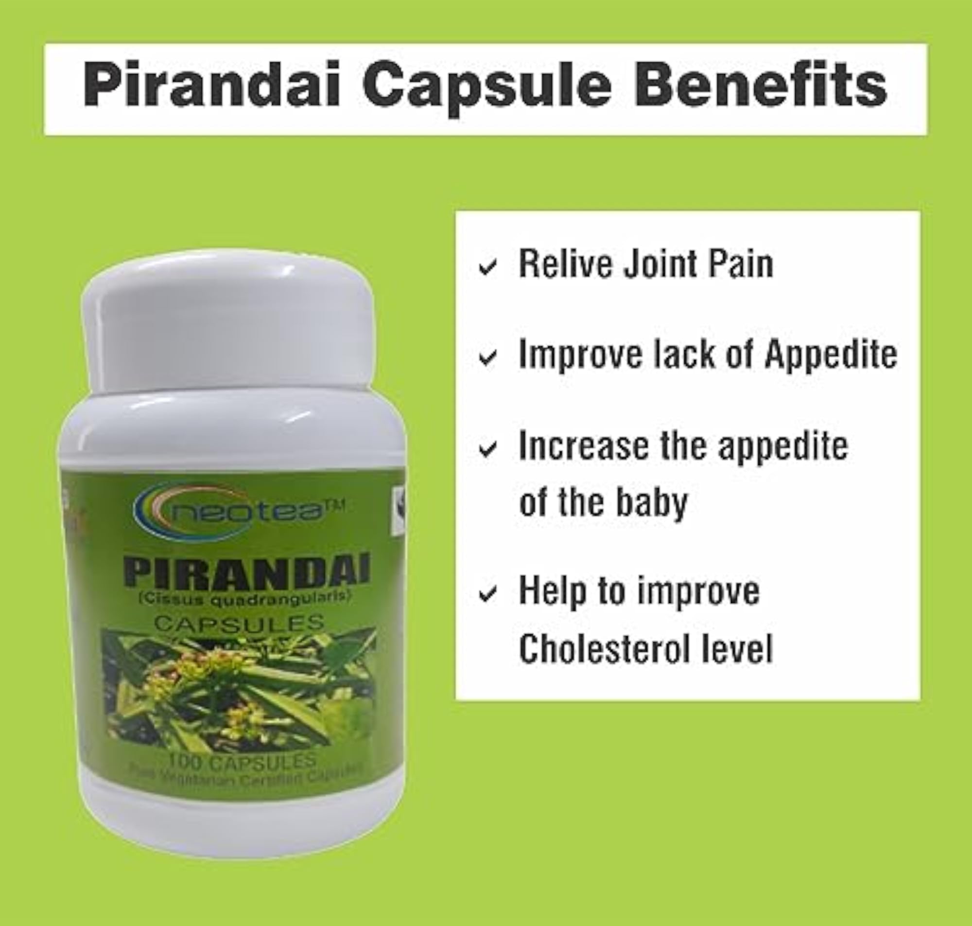 Neotea Nutrition's Pirandai Capsules for Bone & Joint Health