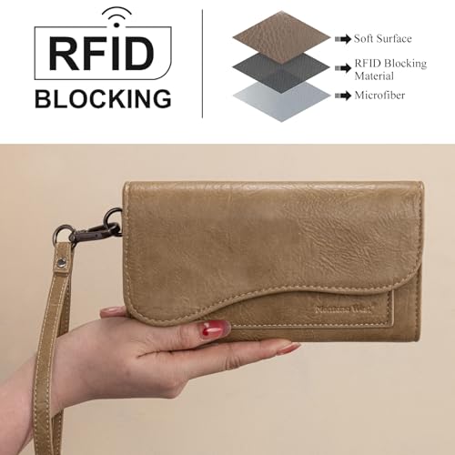 Image of Montana West Wallets for Women Large Phone Wristlet Wallets Trifold Money Organizers with Coin Purse and Wrist Strap