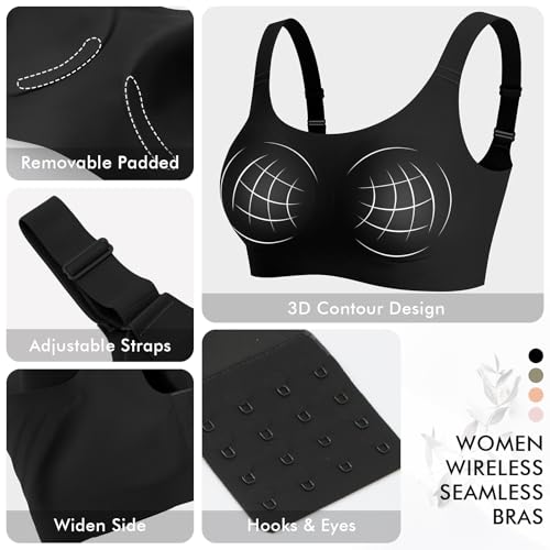 Image of Ganado Jelly Bras for Women No Underwire Wireless Seamless Push Up Bra Full Coverage Tshirt Bras Supportive Padded Bra
