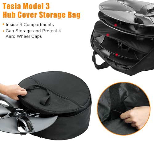 ROCCS 19" Wheel Hubcap Storage Bag Compatible with Tesla Model 3 Model Y 18" Aero Wheel Cover Gemini Hubcap Storage Bag, Waterproof Wheel Cover Spare Carrying Bag Protectors