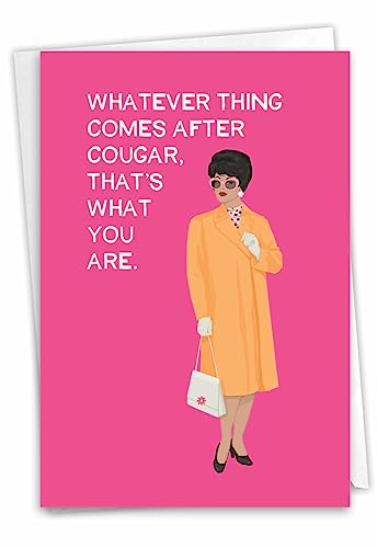 NobleWorks - 1 Funny Happy Birthday Card - Sarcastic Retro Humor, Bluntcard Stationery (Buyer Discretion Advised) - After Cougar C2990BDG