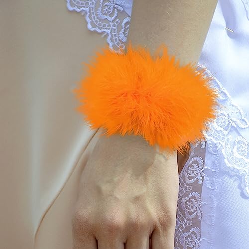 LICHENGTAI Natural Feather Cuff Slap Bracelet Elegant Ostrich Feather Bracelet for Women Costume Feather Snap Wrist Cuff Halloween Christmas Party Hair Accessories - Image 3