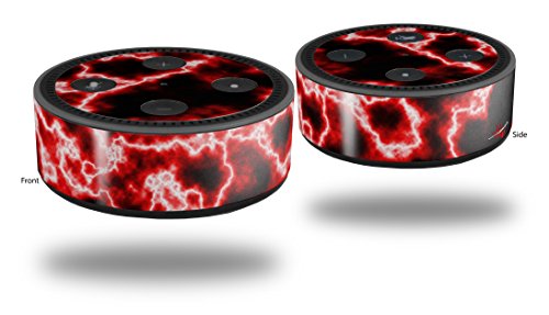 Skin Wrap Decal Set 2 Pack for Amazon Echo Dot 2 - Electrify Red (2nd Generation ONLY - Echo NOT Included)