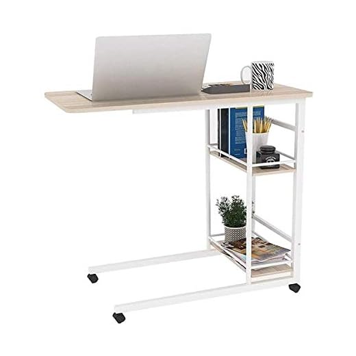 Sängbord med hjul laptopbord portabel mobil stående arbetsrum skrivbord hemskrivbord vagn bricka dator arbetsstation (färg: A)