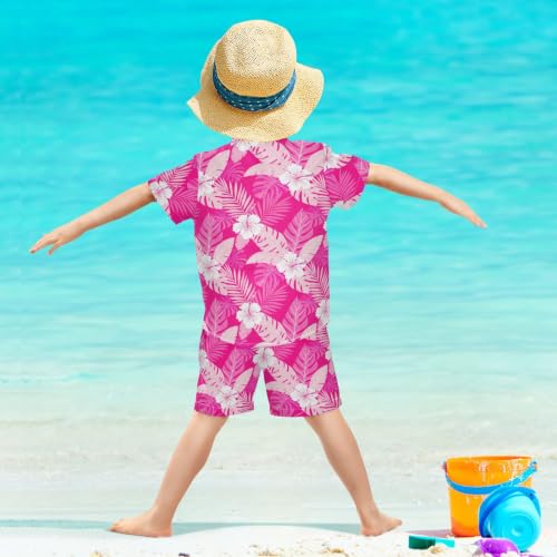 Image of 3T Toddler Boy Shorts Set Teal Hawaiian Button Down Shirts Summer Outfits for Little Boy