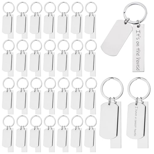 Otros Accesorios, Outdoors Framendino, paquete de 30 llaveros de metal grabables en blanco para estampación, llavero, grabado de acero inoxidable, etiquetas de metal para manualidades de...