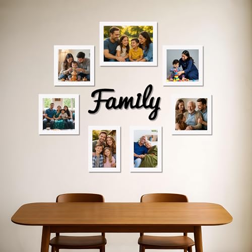 Image of Family Photo Frame Set of 7 for Wall Decor, Wooden Finish Collage Picture Frames for Living Room, Bedroom, Multi-Size Wall Hanging Gallery Frame Set, (4 Sets 4x6, 2 Set 6x4, 1 Set 6x8 Inch)