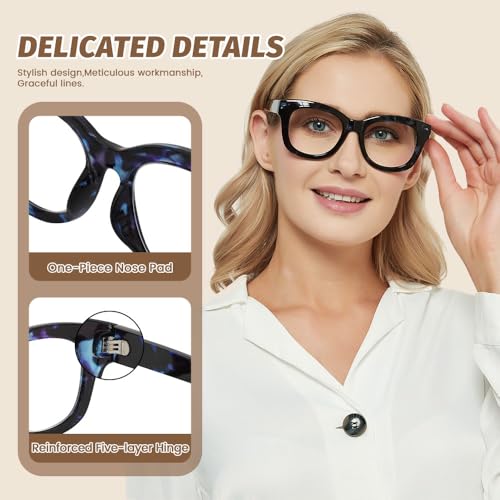 Image of JiSoo Oversized Reading Glasses for Women Men, Stylish Designer Readers Women with Large Frame