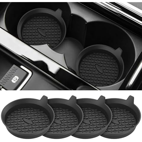 ME.FAN Car Coasters [4 Pack] Silicone Car Cup Coasters/Cup Mats - Universal Non-Slip Recessed Car Interior Accessories - Car Cup Holder Insert Coasters Black Cover