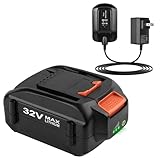 DONGPUCUN 32V 3.5Ah Lithium Battery and Charger kit for Worx 32V Battery WA3537 WA3740 Replacement for Worx 32 Volt Lithium Battery and Charger Combo