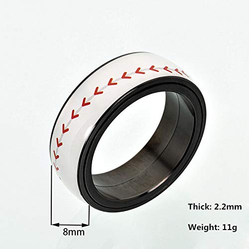 Image of Unisex 8mm Rotatable Sports Pattern Fidget Ring | Stainless Steel, Simple Plain Domed Style, Cool Punk Stress Reliever Jewelry