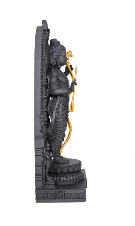 Image of Lord Ram Black Gold Idol with Arch Premium 6 Inch Ram Lalla Murti for Home Temple Pooja Room Office Spiritual Decor and Gifting Purpose