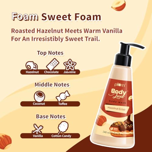 Image of Plum Bodylovin' Hazelnut Eclair Body Wash | SLS-Free Creamy Body Wash | Hydrating Formula | Hazelnut & Vanilla Notes | Aloe-Infused Nourishing Body Cleanser For Soft & Smooth Skin | Decadent Hazelnut Chocolate Fragrance | 240ml