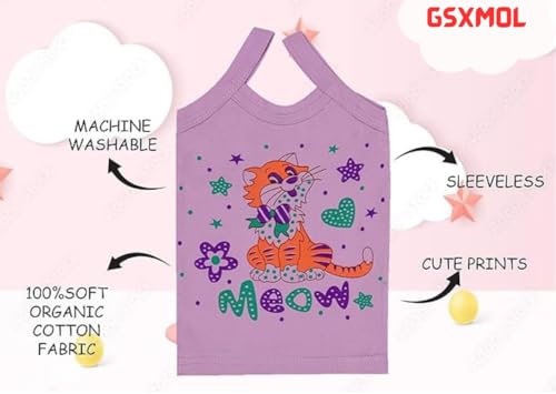 Image of Baby Girls Sleevless Printed Cotton Regular Fit Camisole 0-10 YRS Slips /Vests /Baniyan /Inner Wear, Pack of 6