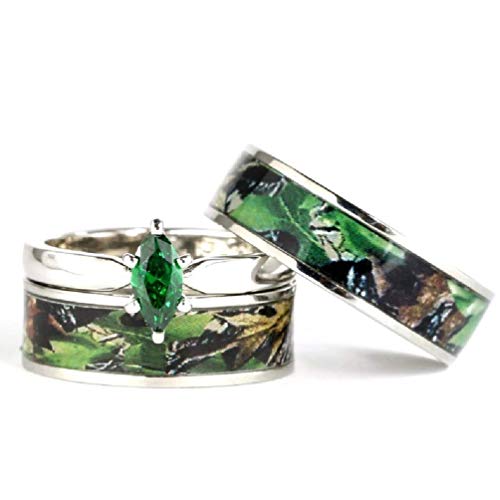 His & Hers Green Camo Wedding Ring Sets - Camo Wedding Band - Engagement Ring Set - Wedding Rings - Wedding Rings - Camo Rings for Women - Camo Rings for Men - Wedding Ring4