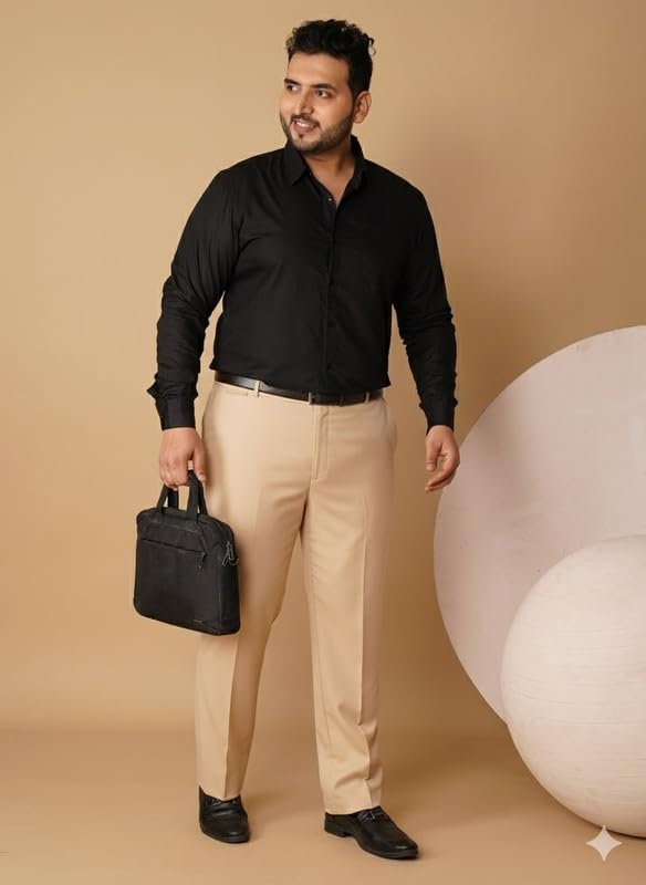 Image of OOMPH! Luxury Lycra Stretchable Formal Pants for Men | Stylish Slim Fit Men's Wear Trousers for Office or Party | Mens Fashion Dress Trouser Pant