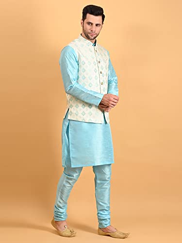 Image of Uri and MacKenzie Men's Silk Blend Kurta Pajama with Designer Ethnic Nehru Jacket /Modi Jacket