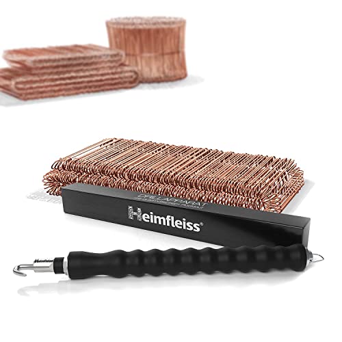 Heimfleiss Drillapparat Driller + fil de reliure cuivré 1,0 x 100 à 160 mm (250 pièces) – Kit de reliure métallique, pince à enrouler