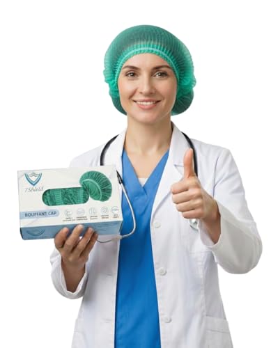 Image of Disposable Bouffant Caps for Women & Men | Non Woven Hair Net Cap | Elastic Head Cover for Hospital, Kitchen, Food Industry, Spa & Salon Use (Surgical Freen, PAck Of 80)