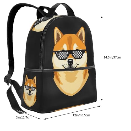 Weekend Overnight Large Daypack, Spacious Funny Shiba Inu Thug Dog Life Sunglasses Travel Backpack for Women Men4