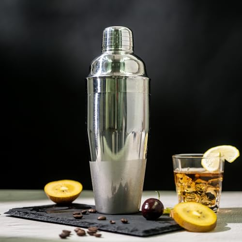 24oz Cocktail Shaker, 304 Stainless Steel Martini Shaker with Cocktail Strainer, Drink Mixer for Margarita Bartender Alcohol Gifts, Bartender Accessories