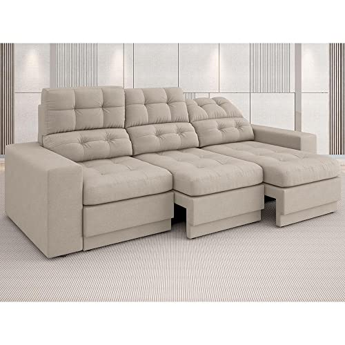 Sofá 3 Lugares Assento Retrátil e Reclinável Jobim-legacy Sofas - Areia