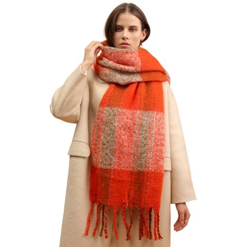 Winter Scarf for Women Plaid Wraps Thick Shawl Warm Cold Weather Scarves