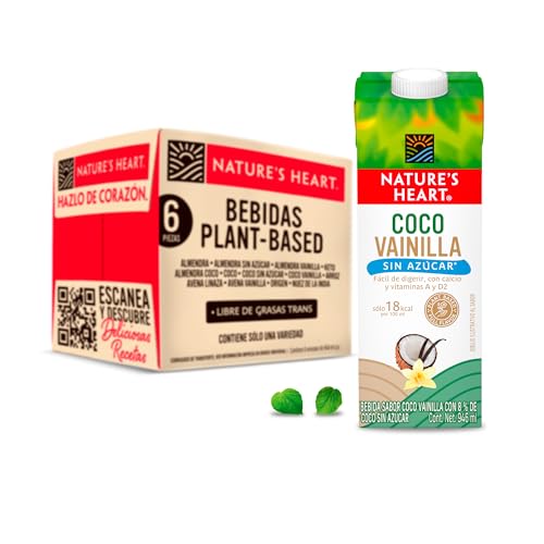 Nature's Heart Leche Almendra Coco Vainilla Sin Azúcar Caja 6 de 946 ml c/u