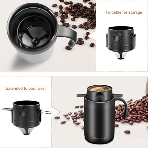 Image of MACIFECI 16oz Camping Coffee Maker Pour Over Coffee Maker Camping Coffee Pot Portable Coffee Maker for Travel Camping Offices Backpacking Outdoor (Black)