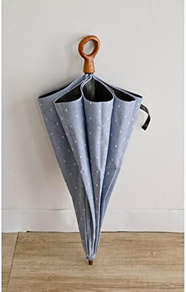 新品未使用　小宮商店　晴雨兼用 折りたたみ傘 フリンジドットシェード ブルー 立体的なドット柄がかわいい、UVカット率99.9%以上・遮光率100％・遮熱