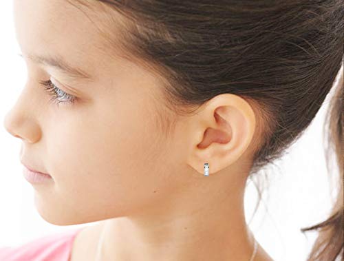 Ritastephens Sterling Silver Princess-cut Cubic Zirconia Mini Huggie Hoop Earrings 3.5x9 Mm3