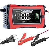 Hosyond Smart Battery Charger 10A 12V & 24V, Trickle Charger, Battery Maintainer and Desulfator, for Lithium,LiFePO4,Lead Acid (AGM/Gel/SLA..), for Car Motorcycle Lawn Mower