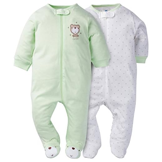 Gerber Baby 2 Pack Zip Front Sleep 'n Play, Teddy, 0-3 Months