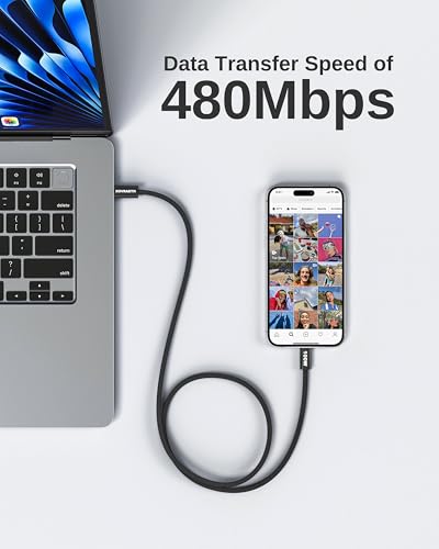 Image of USB C to USB C Cable, 6ft 100W PD 5A Fast Charging Cord Aluminum Connector & Nylon Braided Type C Charger Cord for iPhone 17 /16 /15 MacBook Air /Pro iPad Pro Samsung S25 /S24 /S23 Pixel 10(Black)