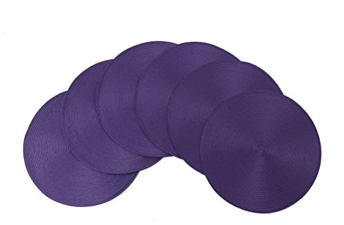 SLPR Round 15-inch Placemats (Set of 6, Eggplant) | Table Mats Easy to Clean for Table Dining Kitchen Washable Stain Resistant