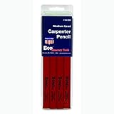 Bon 14-589 7-Inch Carpenter Pencil, Black Hard Lead with Red Casing, 12-Pack