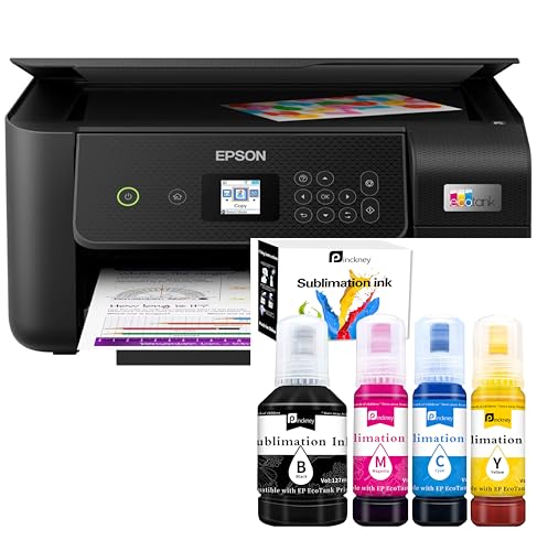 Pinckney Cartridge-Free Super-Tank Printer with Sublimation Ink Bundle...