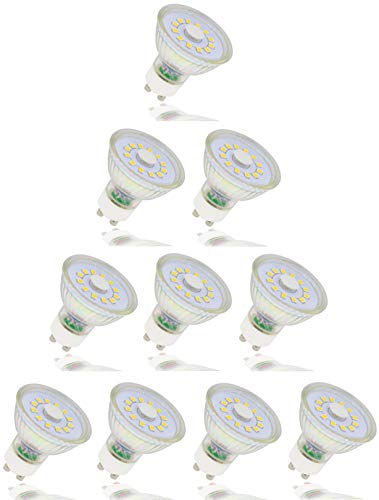 Preisvergleich Produktbild HAVA 10er Pack, LED Spot GU10 3W, Glas, Flimmerfrei, kaltweiß 6000K