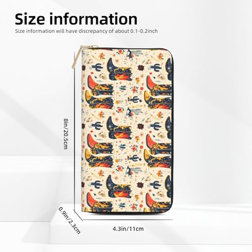 Western Cowboy Boots Print Wallet Women, Leather Bifold Multi Card Wallet, Long Purse Women's Wallets2