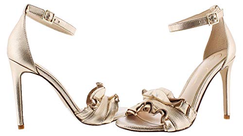 Jessica Simpson Womens Silea Leather Open Toe Casual Ankle Strap, Gold, Size - Image 3