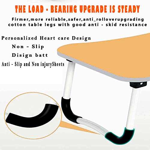 Image of MemeHo Multi-Purpose Foldable Laptop Table for Bed & Sofa | Portable Study Desk, Breakfast & Reading Table | Ergonomic Design, Non-Slip Legs | Fits up to 17 inch Laptop with Cup Holder (Wood)