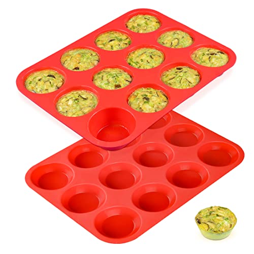 Caketime 12 Cups Silicone Muffin Pan - Nonstick Bpa Free Cupcake Pan Regular Size Silicone Mold #TOP15