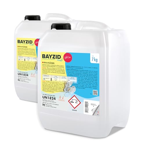 BAYZID® pH Plus Liquide - Augmenteur de pH pour Piscine - Bidon de 2 x 7 kg (14 kg) - Compatible Tous Traitements - Qualité Pure et Stable