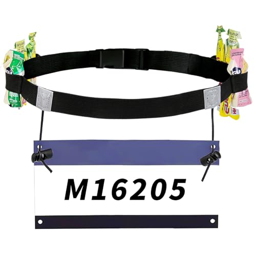 Cinturón de Dorsal General para competición, Cinturón de Dorsal para Competición - Práctico y Ligero para Maratones, Triatlones y Ciclismo - Ajuste Cómodo y Sin Alfileres - Negro