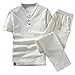 Price comparison product image ITISME MEN Summer Men's Cotton and Linen Short Sleeve Shorts Set Suit Tracksuit White